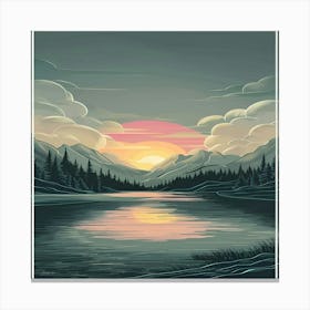 Sunset In The Mountains Canvas Print