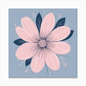 A White And Pink Flower In Minimalist Style Square Composition 494 Canvas Print