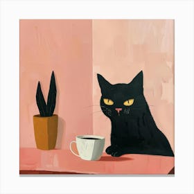 Cat With A Cup Of Coffee 1 Canvas Print