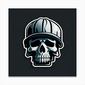 Skull Sticker With A Cap Silver (43) Canvas Print