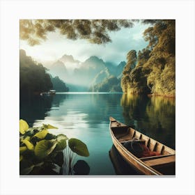 Boat In The Lake Art Canvas Print
