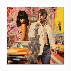 'The Man With The Golden Gun' . Psychedelic Amsterdam Pulp Fiction Collage Canvas Print