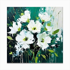 An Abstract Expressionist Interpretation Of A Bouquet Of White Flowers Using Bold Brushstrokes And (1) Canvas Print