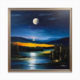 Moonlight Over Lake Canvas Print