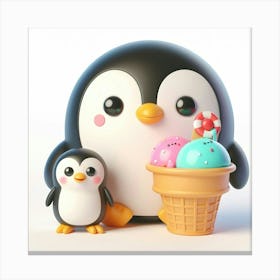 Ice Cream Penguin 3 Canvas Print