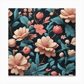 Aesthetic style, flower pattern Canvas Print