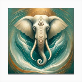 Elephant In The Water Canvas Print