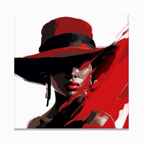 Black Woman In Red Hat 2 Canvas Print