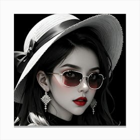 Asian Woman In Sunglasses Canvas Print