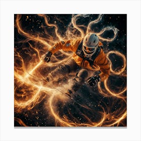 Snowboarder In Fire Canvas Print