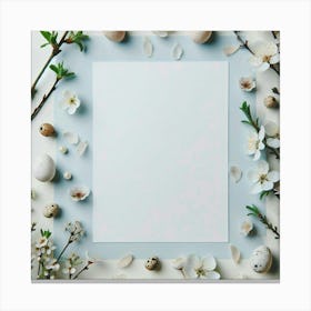 Frame With Flowers And Eggs Canvas Print