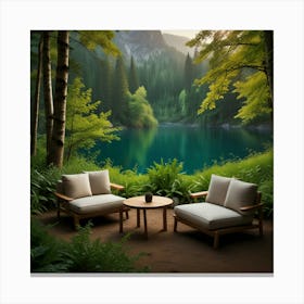 Lake In The Forest Canvas Print