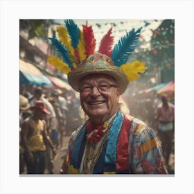 Old Man In A Colorful Hat Canvas Print