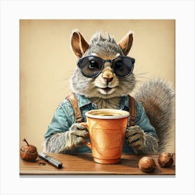 Squirrel With A Cup Of Coffee 2 Canvas Print