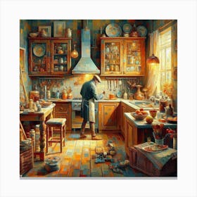 Man In The Kitchen Canvas Print