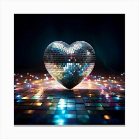 Heart Shaped Disco Ball Reflecting Vibrant Hues Suspended Mid Air Bathed In Soft Backlight Refle Canvas Print