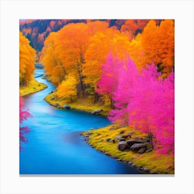 Autumn Trees In A River Canvas Print