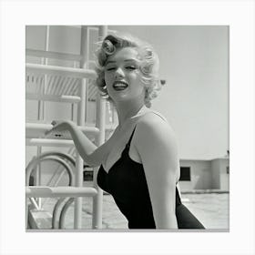 Marilyn Monroe Posing By Pool Canvas Print