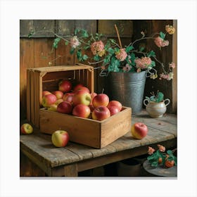 Apples In A Crate 1 Canvas Print