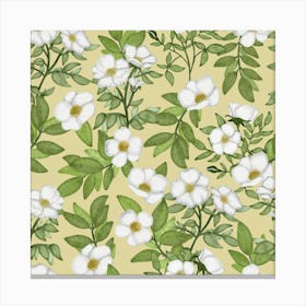 Soft white flowers pattern Canvas Print