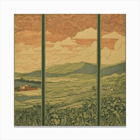 In Wood Block Etching Style (2) Canvas Print