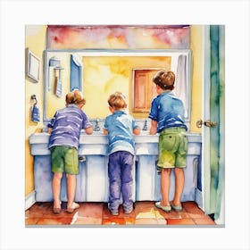 Boys At The Sink Canvas Print