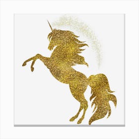 Golden Cute Glitter Beautiful Unicorn Gold Canvas Print