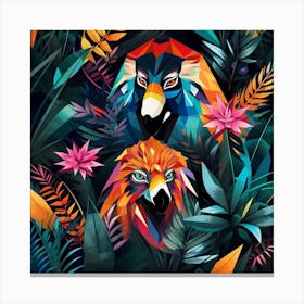 Tropical Parrots Canvas Print