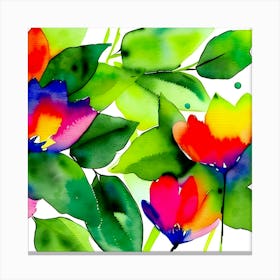 Watercolor Flowers Leaves Foliage Nature Floral Spring Canvas Print