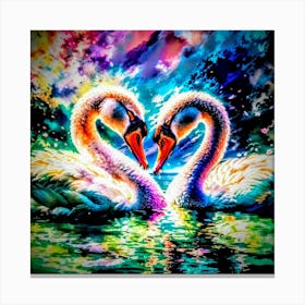 Two Swans In Love Canvas Print