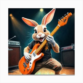 Rabbit Playing Guitar 8 Canvas Print