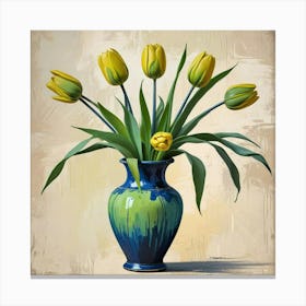 Green Tulips Hallway Art Print (6) Canvas Print