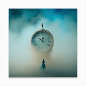 Clock In The Fog Canvas Print