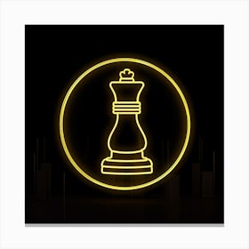 Neon circular Illustration of a chess pice Canvas Print