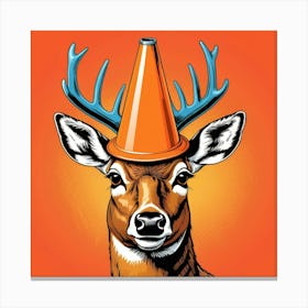 Deer With Cone Hat Canvas Print