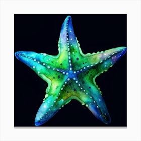 Watercolor Starfish On Black Background 1 Canvas Print