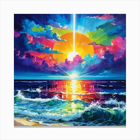 Sun Rising Over The Ocean Canvas Print