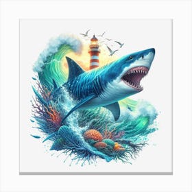 Shark Lighthouse Canvas Print