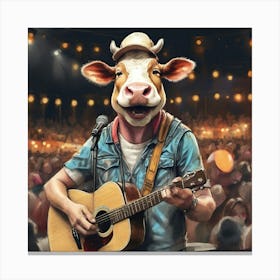 Cow With Guitar 2 Canvas Print