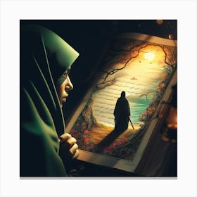 Visualize the image of a person seeking refuge from evil, inspired by the words of Surah Al-Fatiha." Canvas Print