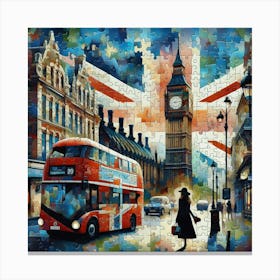 Abstract Puzzle Art English lady in London 3 Canvas Print