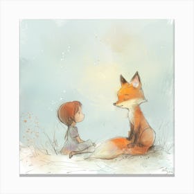 Little Girl And Fox Canvas Print