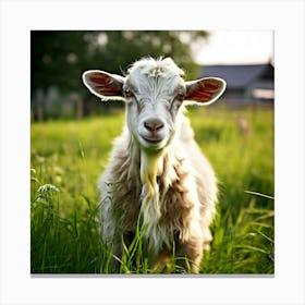 Grass Green Goat Farm Mammal Milk Farming Animal Meadow Head Canino No People Pasture S (6) Canvas Print