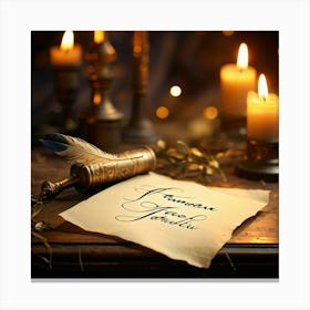 Calligraphic Thank You Note Elegant Looping Script Scribed On Aged Parchment Wax Seal Embossed (6) Canvas Print