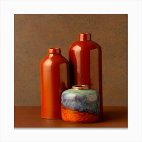 Close up arrangement of modern vases, Three Vases Canvas Print