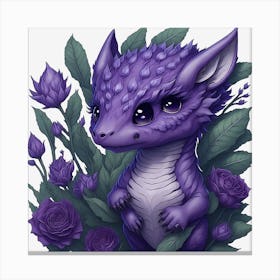 Purple Floral Dragon (4) Canvas Print