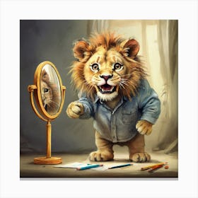 Lion In The Mirror 1 Canvas Print