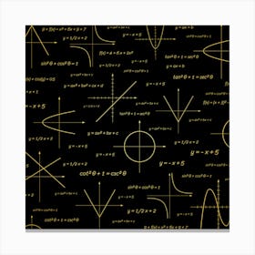 Gold Math Symbols On Black Background Canvas Print