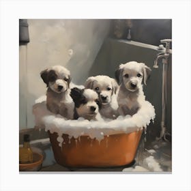 Puppies In A Tub 1 Canvas Print