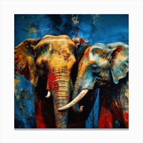 Elephants In Love Canvas Print